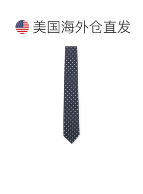 自营boss真丝混纺提花图案领带-深蓝色 美国奥莱直发