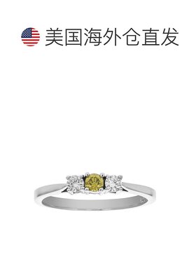 自营 vir jewels 1/4 cttw 3 石黄色和白色钻石订婚戒指 14K 白金