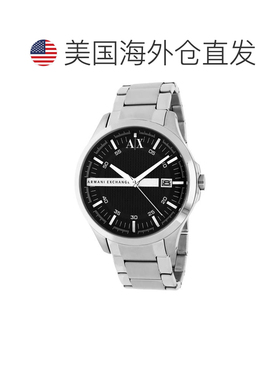 自营Armani Exchange Men's Classic Black Round 46mm - black