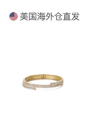 自营adorniaGold Plated Triple Coil Crystal Tennis Stretch Br