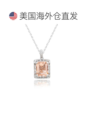 自营Suzy Levian Sterling Silver Emerald Cut Pink CZ And Whit