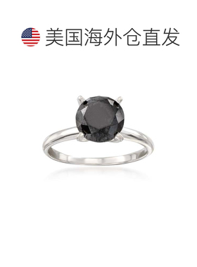 自营 Ross-Simons 14 克拉白金黑钻单石戒指 - 白色 美国奥莱直发