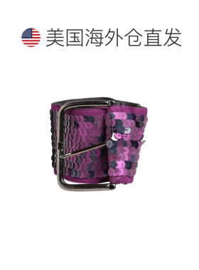 自营GF Ferre Women Sequined Metal Buckle Women's Belt - purp