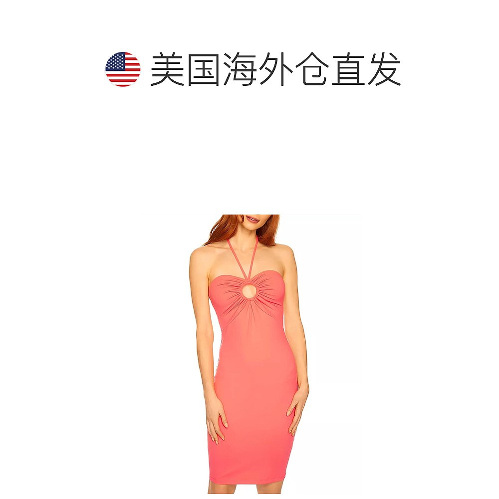 自营susana monacoKeywhole Ring Halter迷你连衣裙橙色Cosmo-橙C - 图1