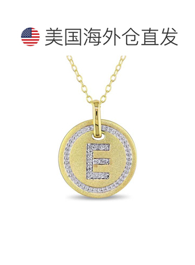 自营Mimi & Max E 首字母钻石配饰吊坠配镀黄纯银链条 - 黄色 美