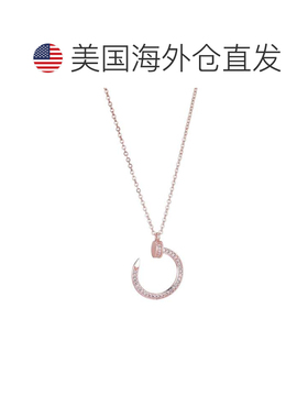 自营adornia14k Rose Gold Plated Curved CZ Nail Ring Necklace