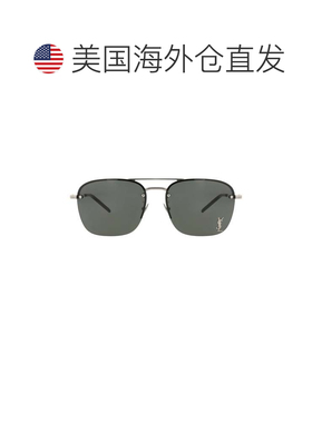 自营saint laurent飞行员镜框金属太阳眼镜-银色银灰色 美国奥莱