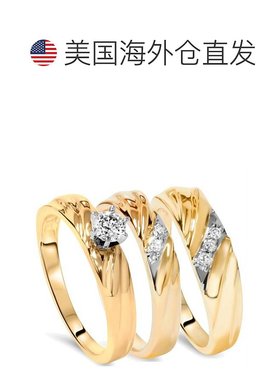 自营 pompeii31/3 克拉钻石订婚三重奏结婚戒指套装 14K 黄金 - 1