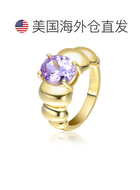 自营geneviveSterling Silver 14K Gold Plated with Amethyst Cu