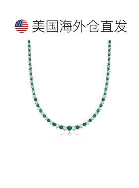 自营 ross-simons925 纯银罗斯-西蒙斯祖母绿和钻石项链 20 英寸