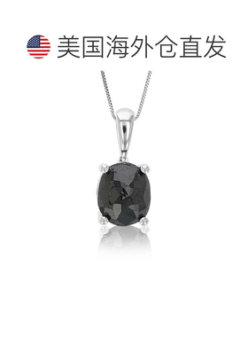 自营vir jewels3.50 克拉椭圆形黑色钻石吊坠项链纯银带链 - 银