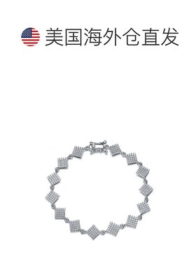 自营 GENEVIVE 纯银立方氧化锆方形手链 - 银白色 美国奥莱直发