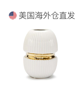 自营vivience8 英寸白色陶瓷花瓶金色中心设计 - 橙色 美国奥莱直