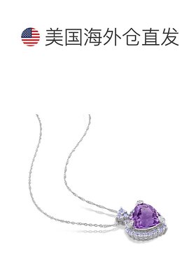 美国直邮Julianna B女士项链3 4/5 CT TGW光环钻石心形坦桑石优雅