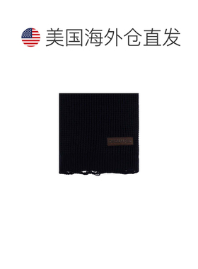 自营dsquared2Logo补丁针织羊毛围巾-黑色 美国奥莱直发
