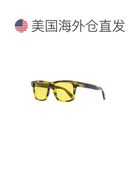 自营Tom Ford 男士矩形太阳镜 TF906 Buckley-02 55E 条纹棕色/琥