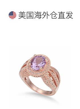 自营 Suzy Levian 纯银 4.52 TCW 紫色紫水晶椭圆形戒指 - 紫色
