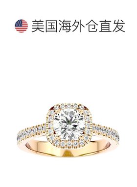 自营 pompeii31 1/6 克拉莫桑石和钻石垫形光环订婚戒指 白金或黄