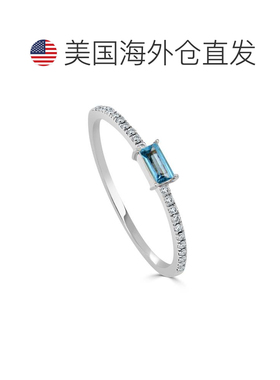 自营sabrina14K White Gold Light Blue Topaz & Diamond Band -