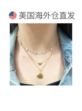 自营the loveryPink Pearl Heart Station Necklace - pink pearl