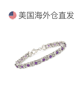 自营Ross-Simons 925 纯银天蓝色托帕石拜占庭手链 - 7 英寸 美国