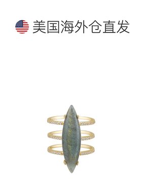 自营 Adornia 拉长石侯爵戒指 14k 纯金 - 绿色 美国奥莱直发