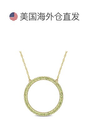 自营 Mimi & Max 1 3/8 克拉 TGW 橄榄石开圆吊坠配链 10k 金 -