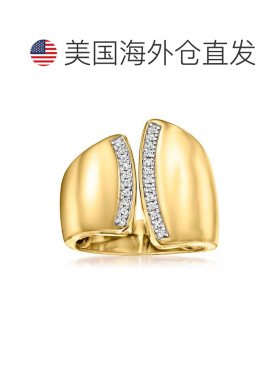 自营Ross-Simons 18 克拉金镀在纯银上不对称钻石戒指。 - 白色的