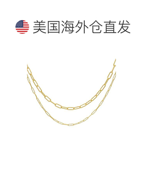自营 Adornia 3 毫米和 4 毫米回形针链套装金色 - 黄色 美国奥莱