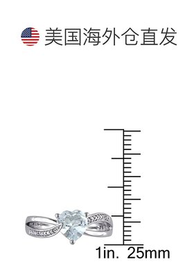 美国直邮julianna b 女士 戒指蓝宝石钻石海蓝宝心形交叉海蓝宝石
