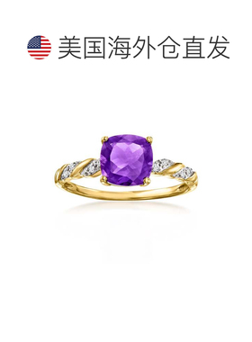 自营 Ross-Simons Amethyst Twist Ring With Diamonds in 14kt Y