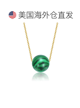 自营geneviveSterling Silver 14K Gold Plated with Emerald Gre