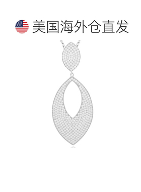 自营Suzy Levian 立方氧化锆纯银椭圆形密镶吊坠 - 白色 美国奥莱