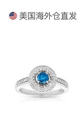 自营 vir jewels3/4 cttw 蓝色和白色钻石订婚戒指 14K 白金新娘