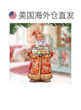 自营圣诞老人与范木制圣诞装饰品，G. Debrekht 出品 - 多色 美国