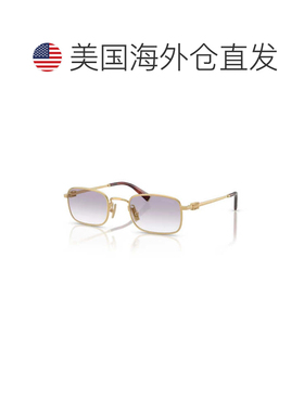 自营miu miu0mu A53s Rectangular Gold Metal Sunglasses - whit