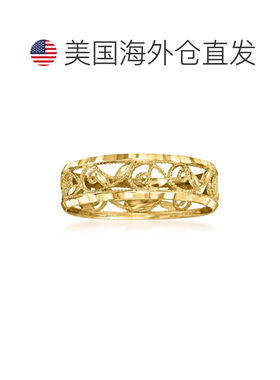 自营 Ross-Simons 意大利 18kt 黄金花丝叶永恒风格戒指 - 黄色