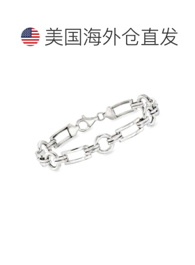 自营Ross-Simons Sterling Silver Rectangular and Circle-Link
