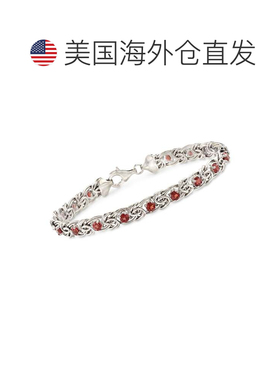自营Ross-Simons 925 纯银天蓝色托帕石拜占庭手链 - 7 英寸 美国