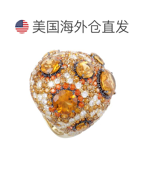 自营 Roberto Coin 18K 黄金橙色黄水晶和托帕石和钻石鸡尾酒戒指