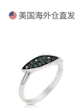 自营 vir jewels 1/5 cttw 蓝色钻石戒指 .925 纯银镀铑 - 银 美
