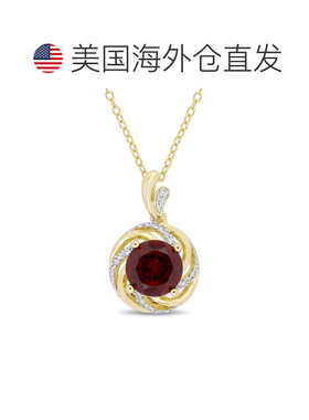 自营mimi & max2 1/7 克拉 TGW 石榴石白色托帕石和钻石漩涡吊坠