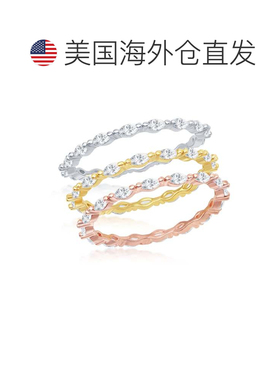 自营simona 纯银侯爵夫人 CZ 2 毫米永恒三环戒指 - 三色 - 三色