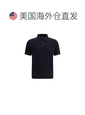自营Brioni Cotton Polo Men's Shirt - black 美国奥莱直发
