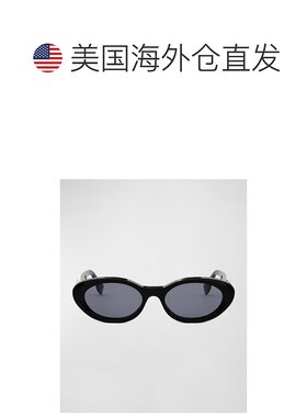 1h可退 【美国直邮】Fendi  Diamond 黑色醋酸椭圆形太阳镜 53 18