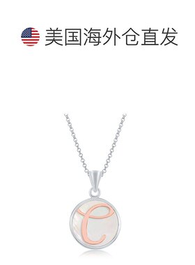 自营 simona纯银拖把吊坠，玫瑰金脚本首字母带链 - c 美国奥莱直
