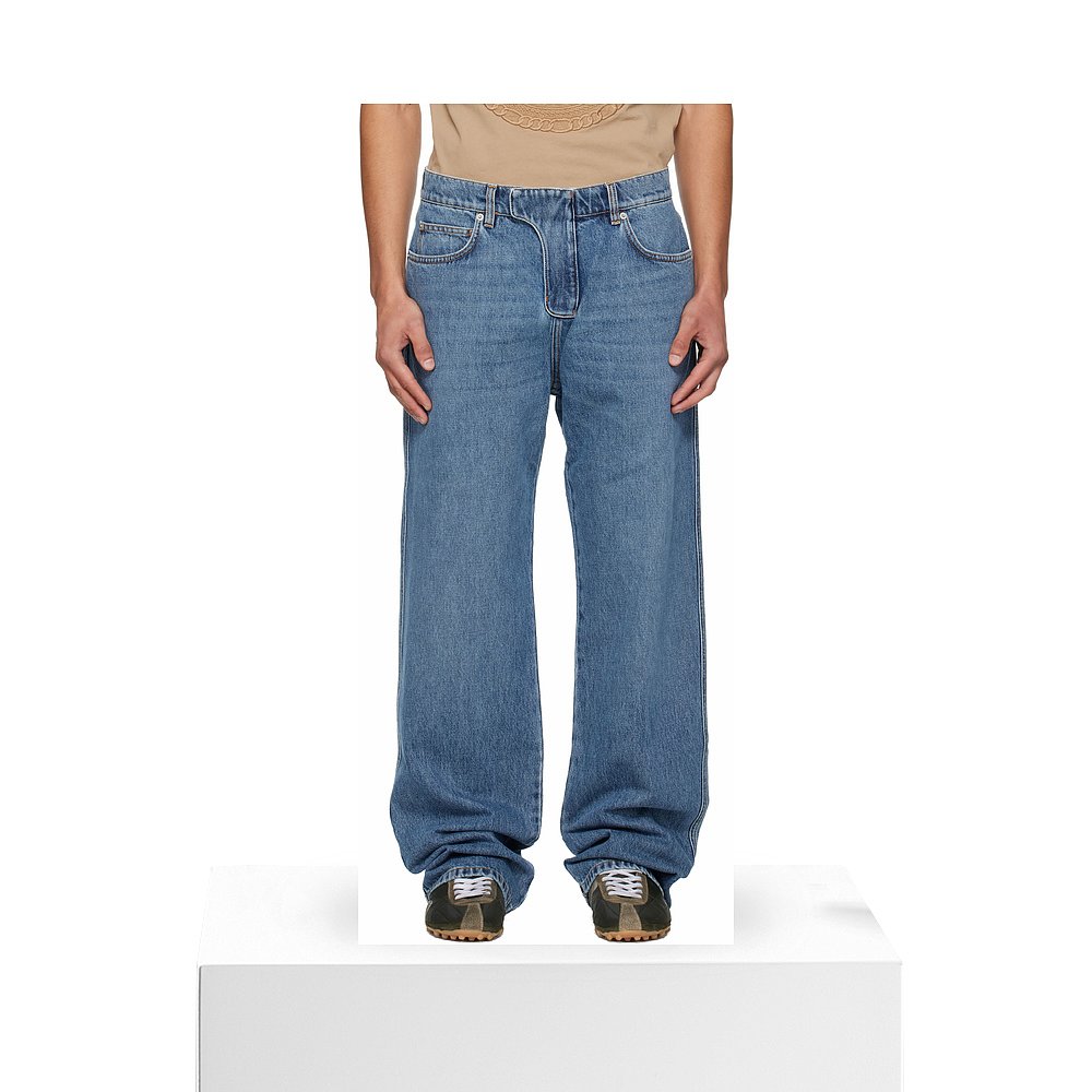 1h可退 香港直邮潮奢 Balmain 巴尔曼 男士 蓝色 Loose 牛仔裤 FH - 图3