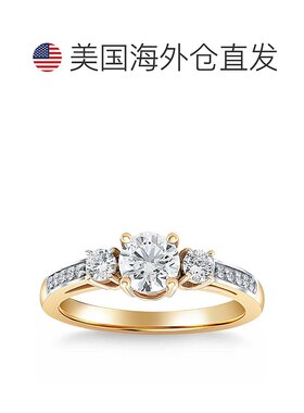 自营 pompeii31 克拉总重圆形切割三石钻石订婚戒指实验室培育金
