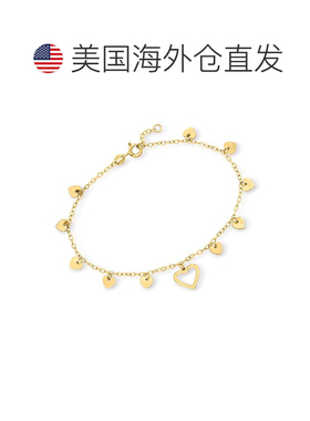 自营RS Pure by Ross-Simons 意大利 14kt 黄金心形手链 - 7.5 英
