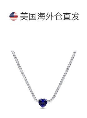 自营 mimi & max 18CT心形创造蓝宝石网球项链 925纯银 美国奥莱